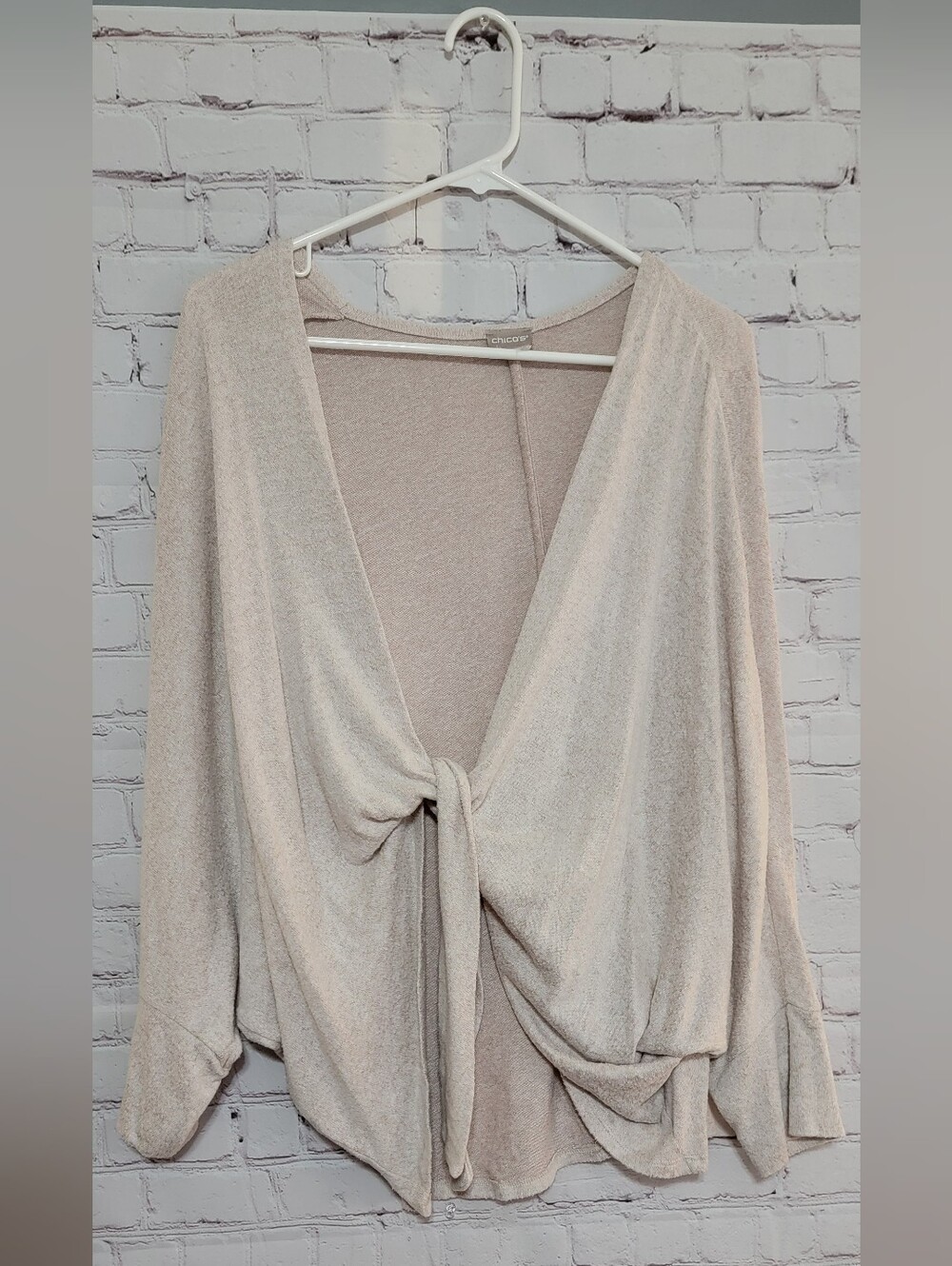Chico's Cream Tie-Front Cozy Sweater Size 3(XL)